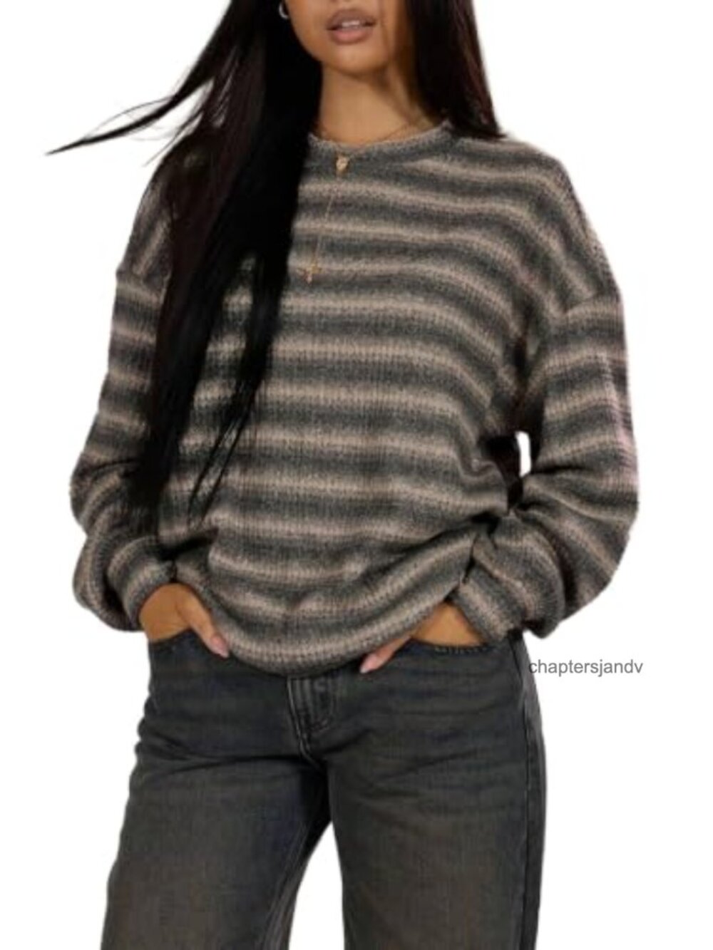 Waffle Knit Women's Crew Neck Loose Fit Pullover Sweater Top